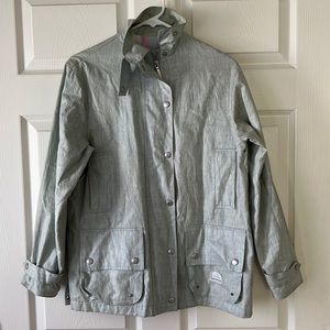 VINTAGE Lauren Ralph Lauren Waxed Linen Rain Jacket Cotton Lining and Hood, Sz P